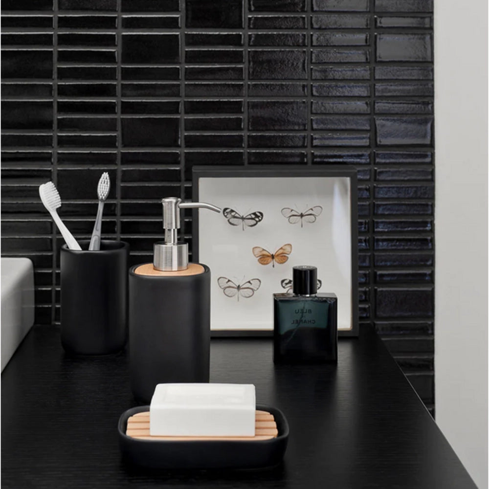 Aquanova Oscar Bathroom Tumbler – Black Ceramic Cup