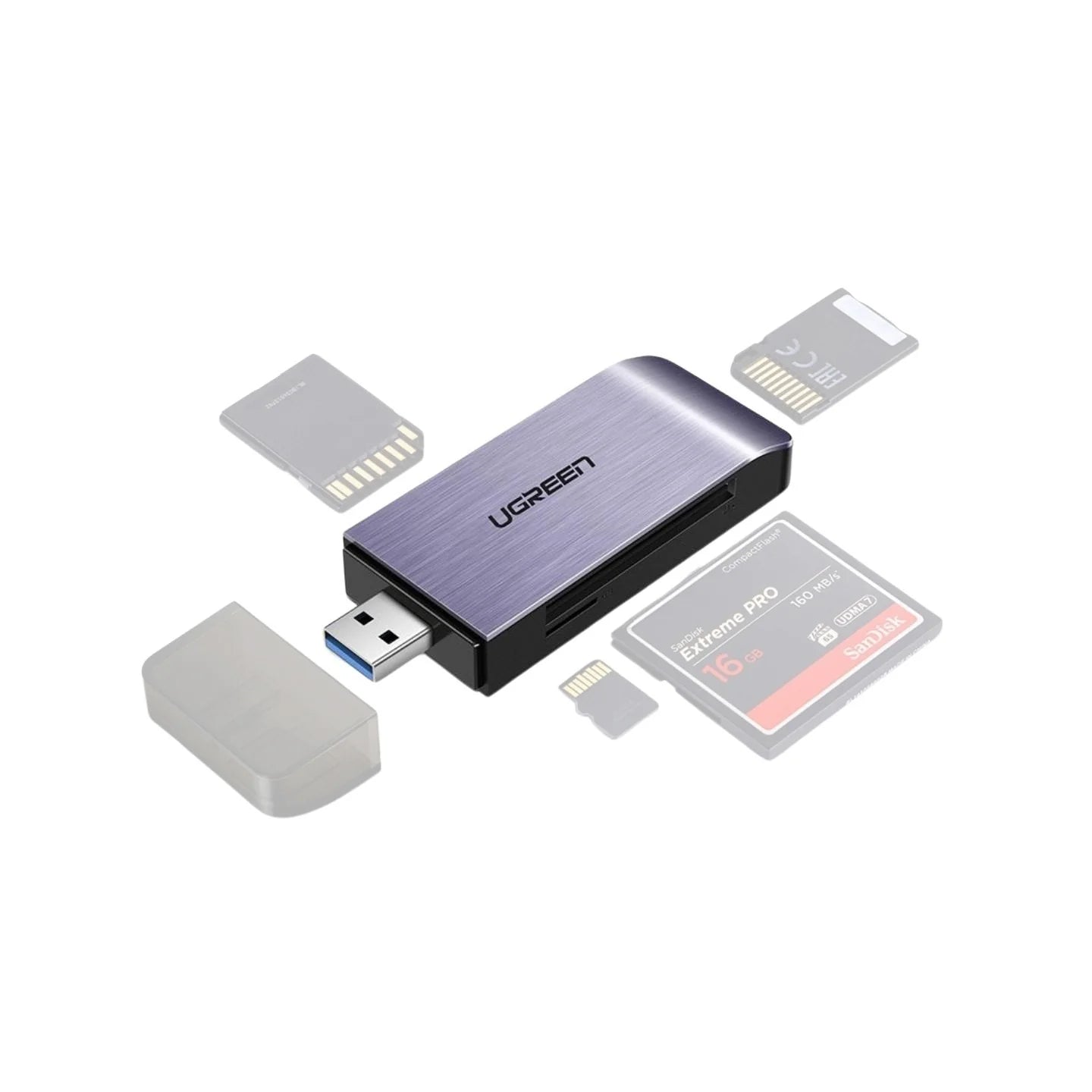 UGREEN 4-in-1 USB 3.0 Card Reader – TF/SD/CF/MS, 5Gbps Speed