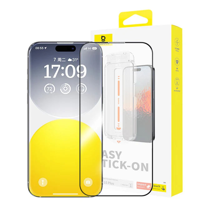 شاشة حماية Baseus Sapphire HD من الزجاج المقوى لهاتف iPhone 15 Plus/16 Plus