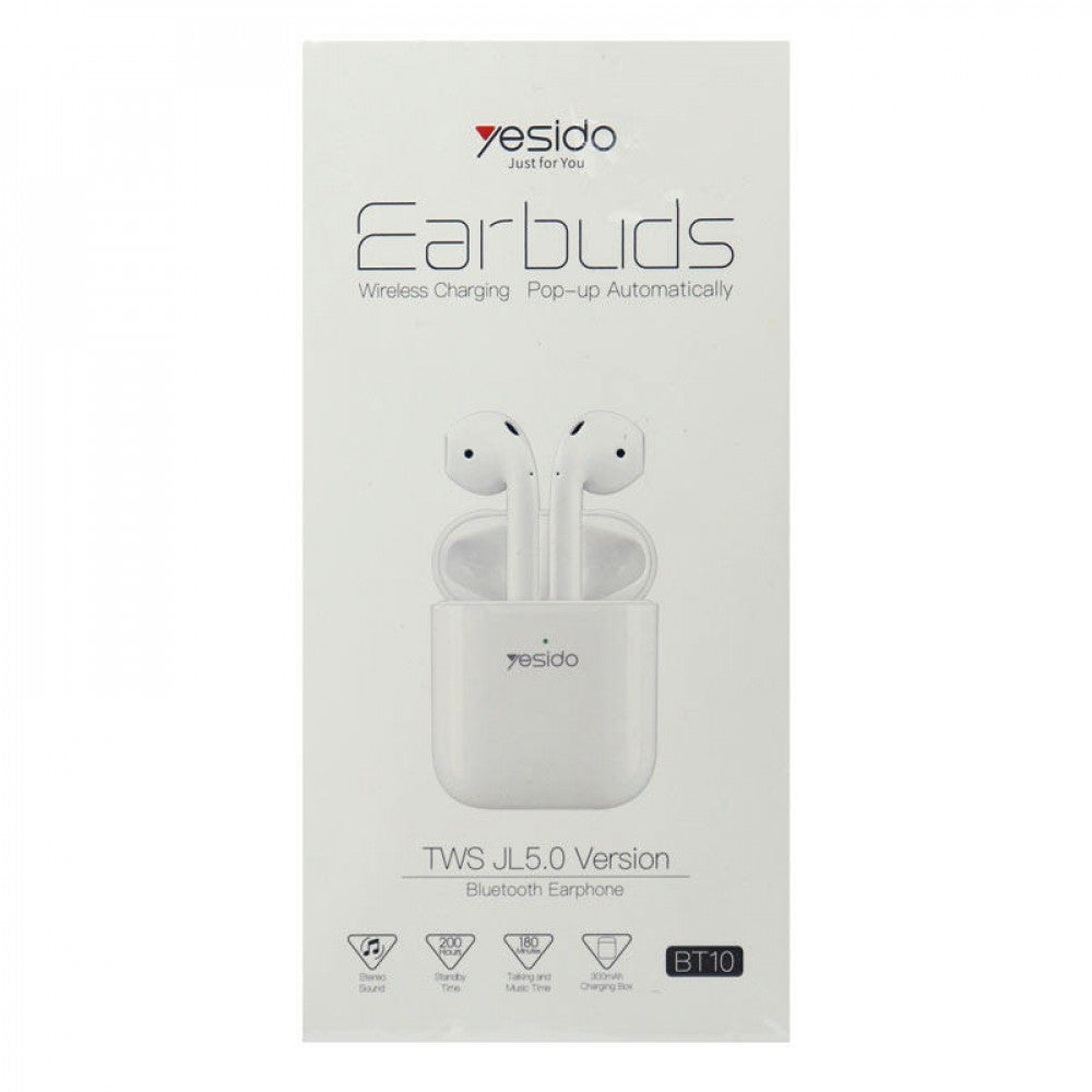 Yesido AirPods Wireless Headset with Wireless Charging - White