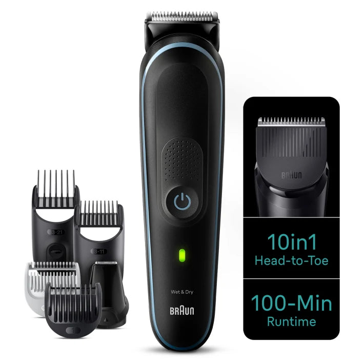 Braun 10-in-1 Men's Grooming Kit ,Beard Trimmer, Nose & Ear Trimmer - Black