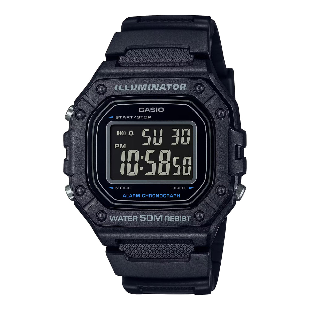 Casio Standard Digital Black Rubber W-218H-1B