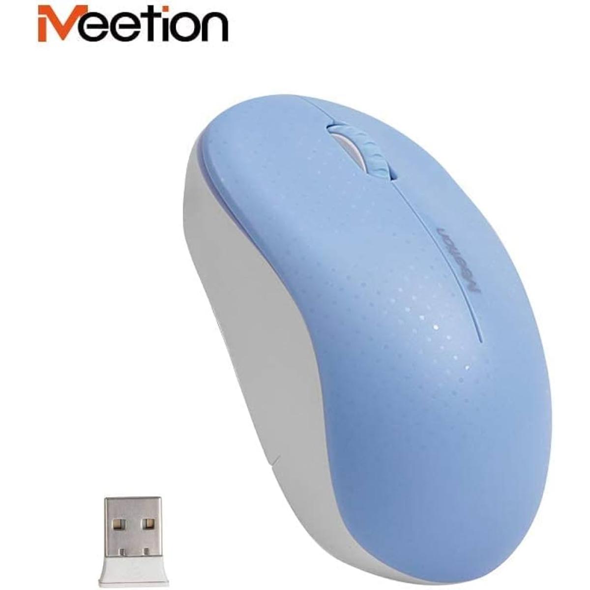 ماوس MeeTion اللاسلكي الضوئي بمنفذ USB للكمبيوتر بسرعة 2.4 جيجاهرتز - أزرق