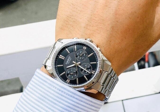 Casio Classic Multifunction Silver St.Steel Black Dial for Men