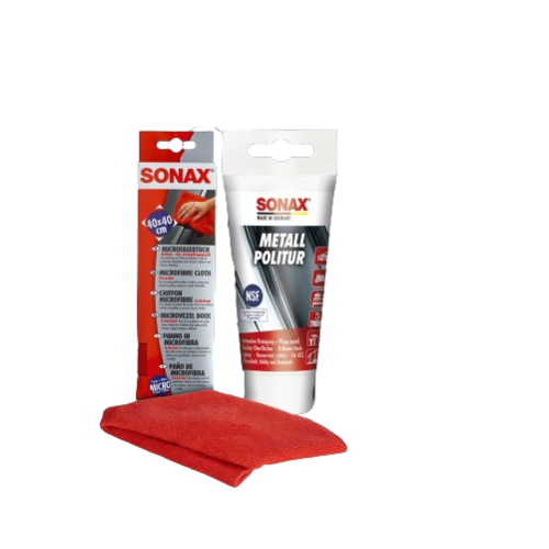 SONAX Metal Polish & Microfibre Cloth – Care Bundle