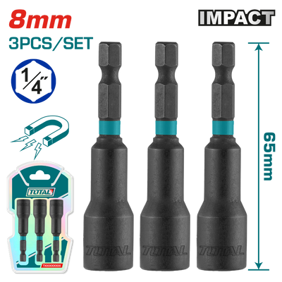 TOTAL 3 Pcs impact magnetic nut set 8mm (TAC270831)