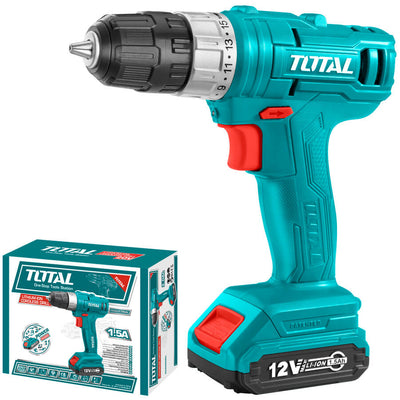 TOTAL CORDLESS DRILL Li-ion 12V / 1.5Ah / 20Nm (TDLI1211) This product can be used with Plastic and Metal. Not for concrete and Stones