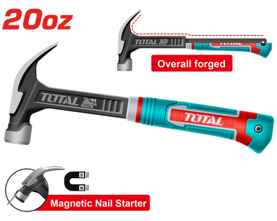 TOTAL 560g Claw Hammer | 355mm with Magnetic Nail Holder (THCH61020L)