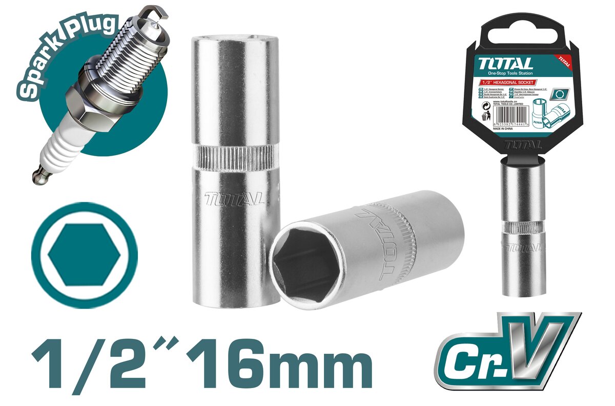 Total 1/2" Spark Plug Socket 16mm (THSPS12166)