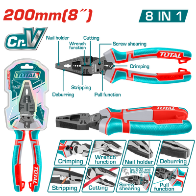 TOTAL 8-in-1 Multi-function combination pliers (THTMF186)