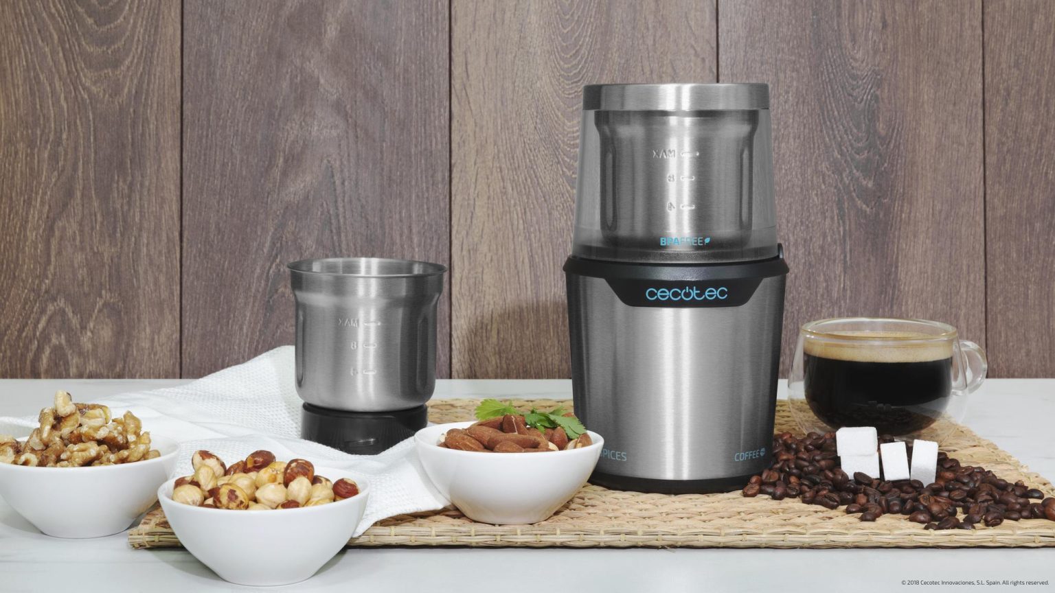 Cecotec TitanMill 300 DuoClean — Dual-Container Coffee & Spice Grinder, No Flavor Mix