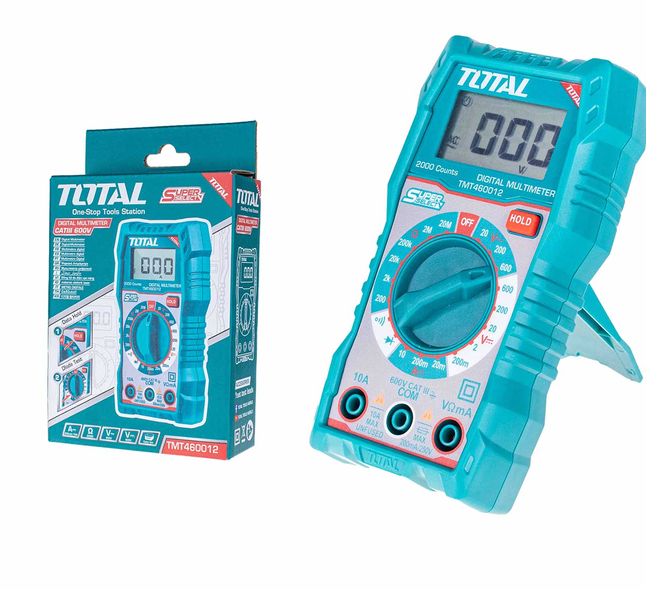 Total TMT460012 600V Digital Multimeter with LCD Display 2000 Counts