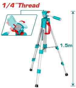 TOTAL 1.5m Aluminum Tripod for Laser Levels, 1/4-Inch Thread - TLLT01581
