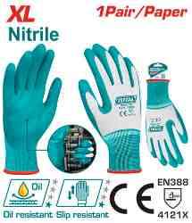 TOTAL XL Nitrile-Coated Work Gloves, Oil Resistant - TSP12162