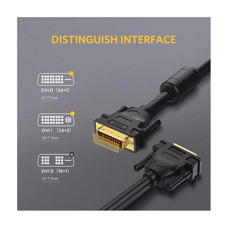 UGREEN DVI (24+1) Male to Male Gold Plated Cable - Black