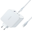UGREEN USB-A+2*USB-C 140W GaN Tech Fast Charger with C to C Cable 1.5M EU White - 15339