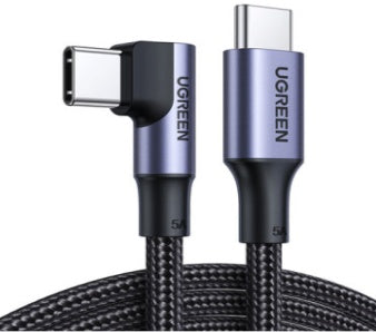 UGREEN USB-C 2.0 Male To Angled USB-C 2.0 Male 5A Data Cable(90°Angle) 3.00M - 20583