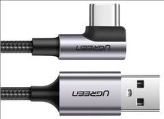 UGREEN Angled USB-C Male To USB2.0 A Male 3A Data Cable(90°Angle) Black 2M - 50942