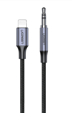 UGREEN Lightning to 3.5mm Aux Cable Aluminum Shell with Braided 1m (Black) - 70509