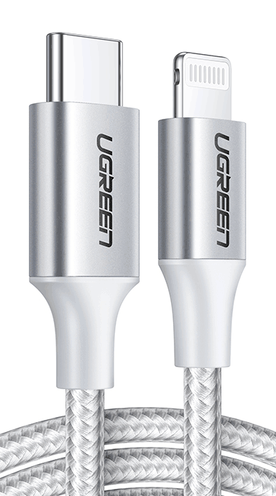 UGREEN USB-C to Lightning PD Fast Charging 3A Max Silver 2m - 70525