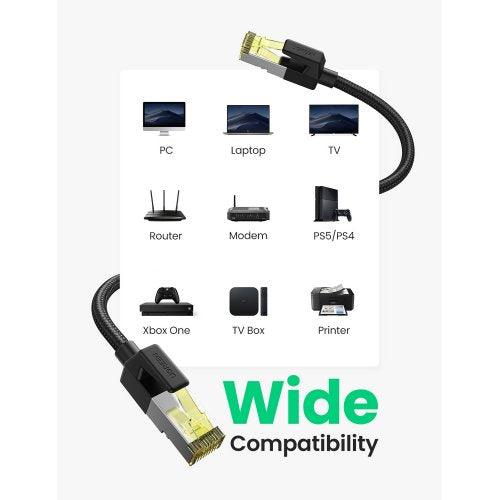 كابل UGREEN CAT7 مدعم بطول 2 متر مع مقابس مجدولة