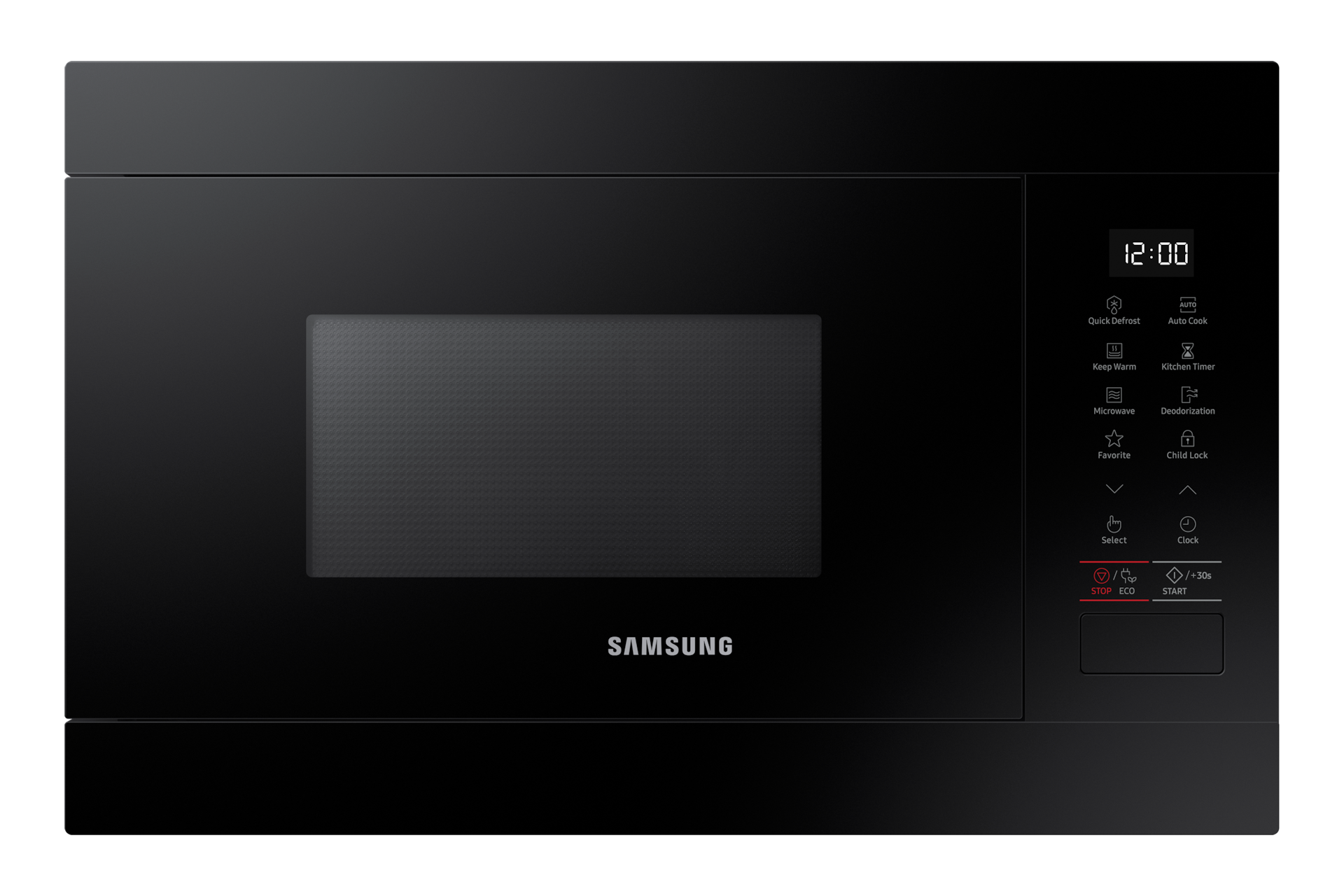 Samsung MS22M8254AK/E3 Built-In Solo Microwave 22L Black — Front View