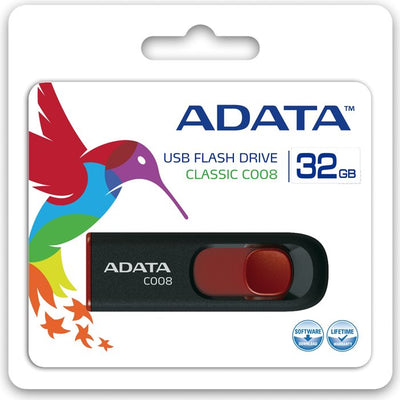 ADATA AC008-32G-RKD Black/Red 32GB USB2.0 C008 Memory Flash