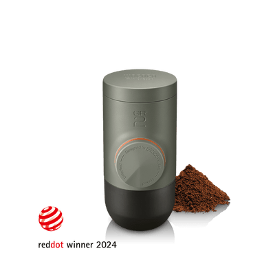 WACACO Minipresso GR2 Portable Espresso Machine for Ground Coffee, 18 Bar Manual Coffee Maker – Gray Olive