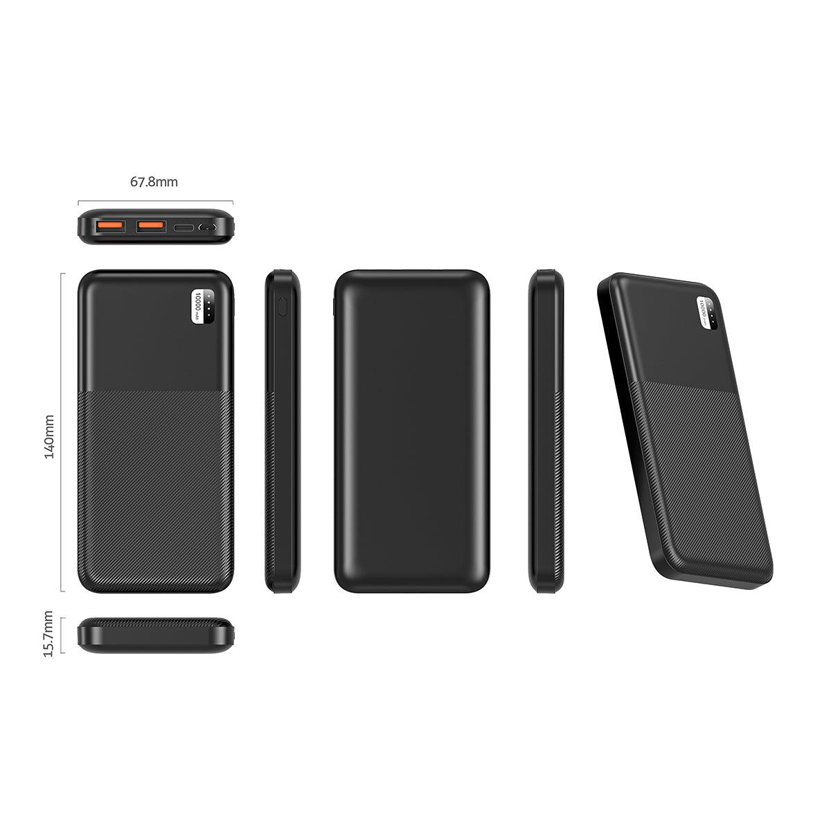 باور بانك محمول Xipin PX721 ثنائي USB بسعة 10000 مللي أمبير في الساعة مع مؤشر ضوئي LED للشحن السريع