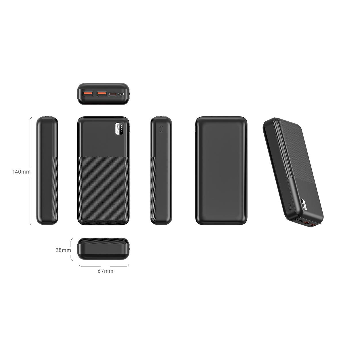 باور بانك محمول Xipin PX722 ثنائي USB بسعة 20000 مللي أمبير في الساعة مع مؤشر ضوئي LED للشحن السريع