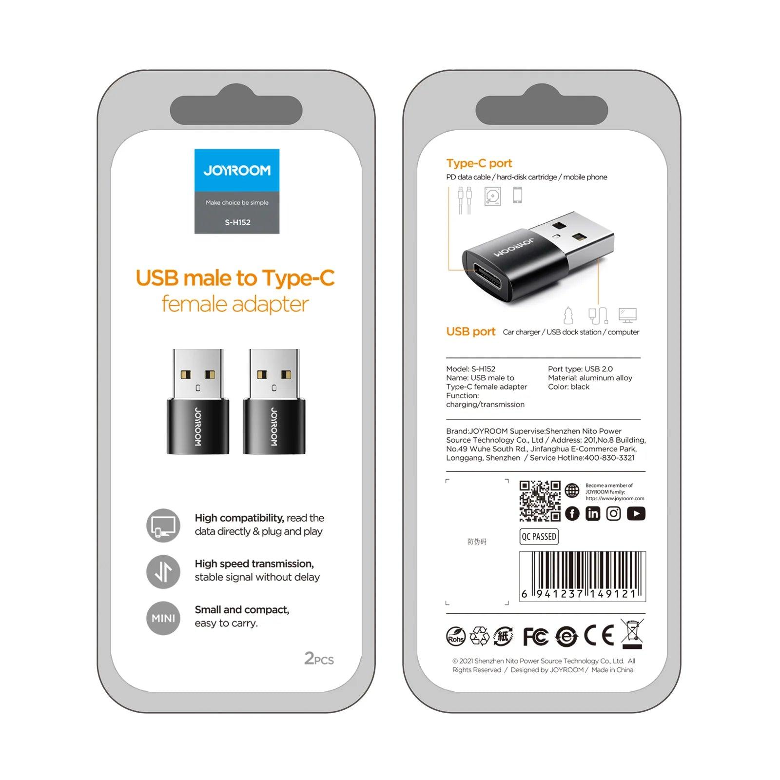 Joyroom USB to USB-C Adapter - Black