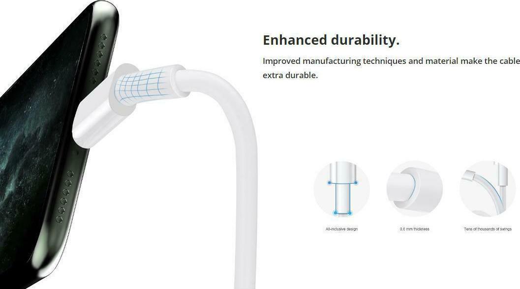 كابل روك روز يو إس بي سي إلى لايتينج 18 وات شحن سريع 1 متر - أبيض