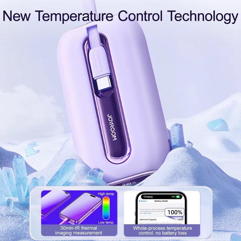 بنك الطاقة جوي روم 10000mAh مع كابلين مدمجين - صغير الحجم