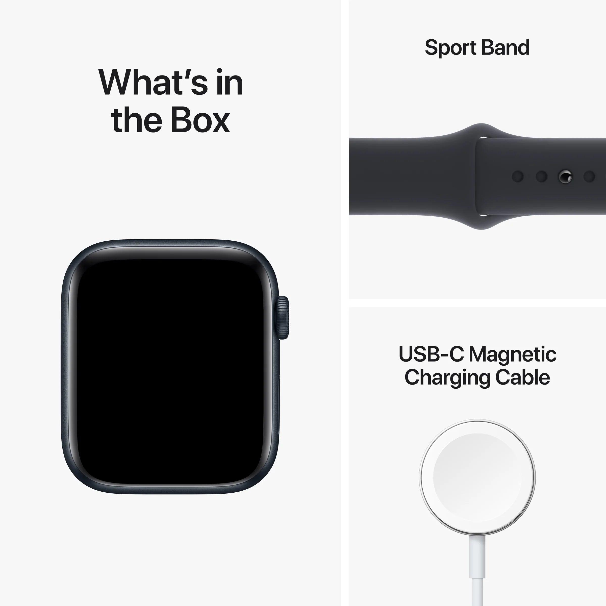 ساعة Apple Watch SE الجيل الثاني GPS 44 مم هيكل من الألومنيوم مع حزام رياضي