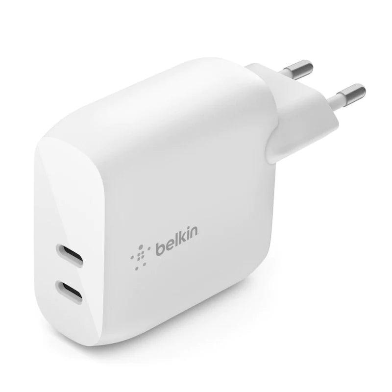 Belkin 40W Dual USB C PD Wall Charger for Fast Charging - White