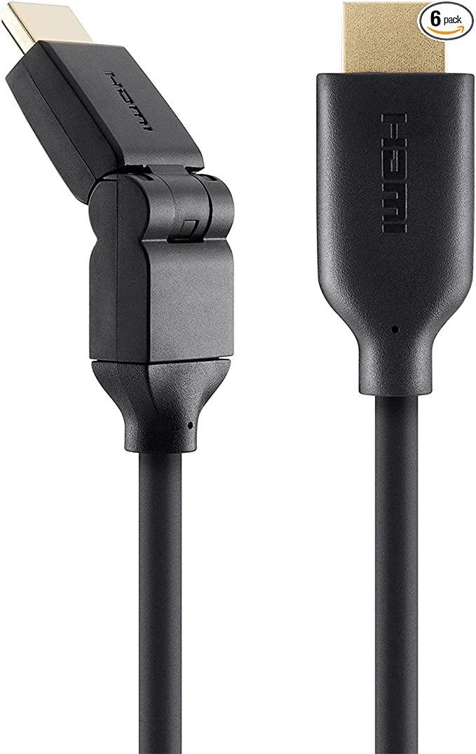 Belkin Dual Swivel HDMI Cable High Speed 2M Gold Connectors - Black