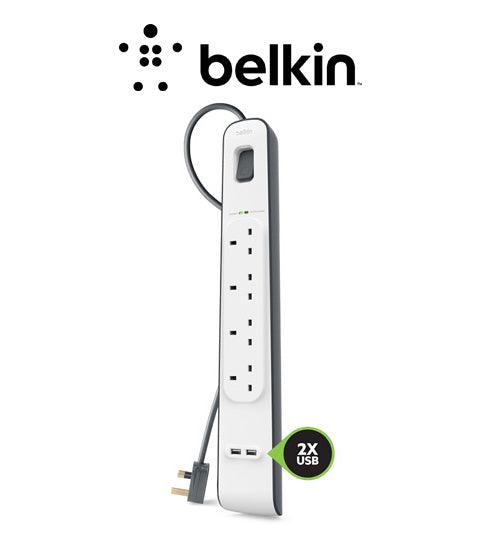 Belkin Surge Protector 4 Outlets & 2 USB Ports 2m Cable