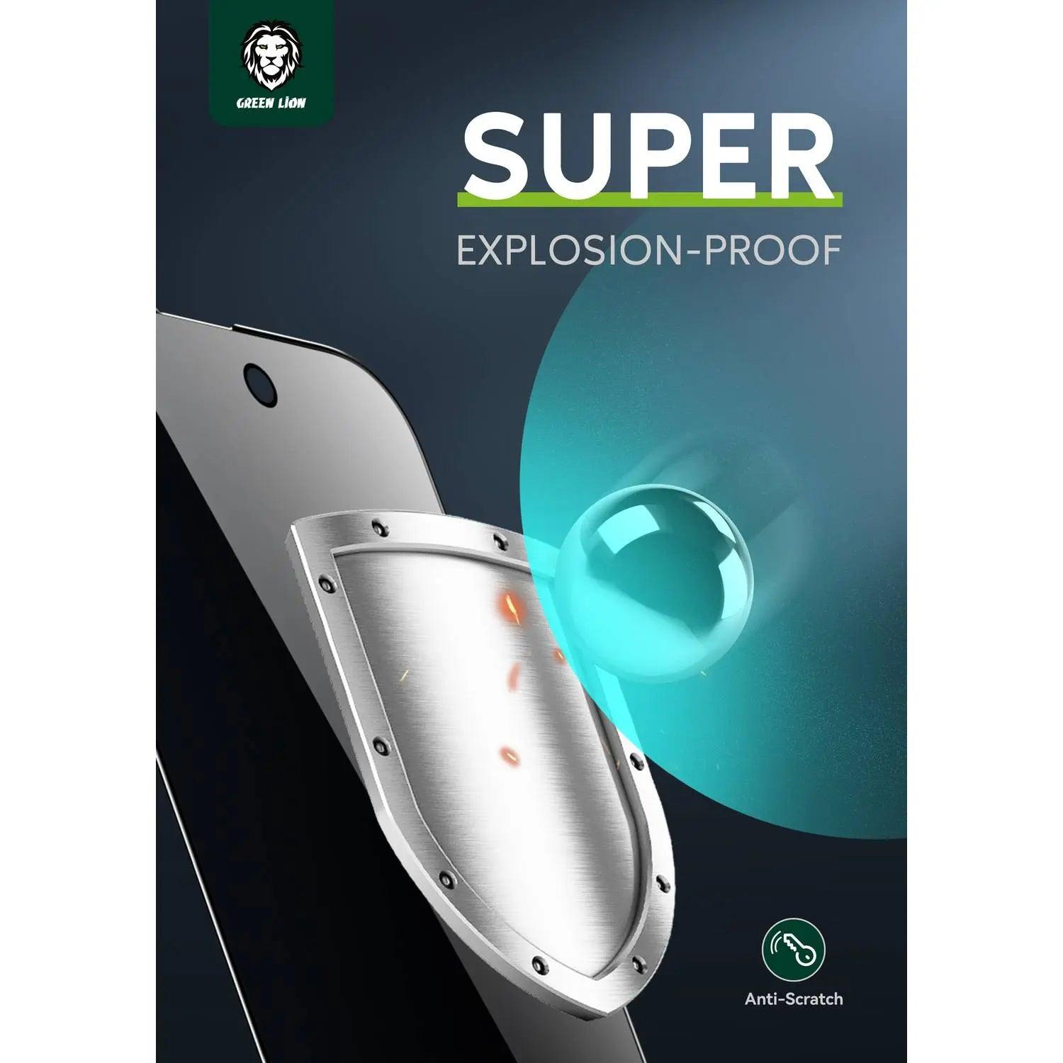واقي شاشة زجاجي كامل من ستيف 9H باللون الأخضر لهاتف iPhone 14 Pro Max (6.7) - أسود