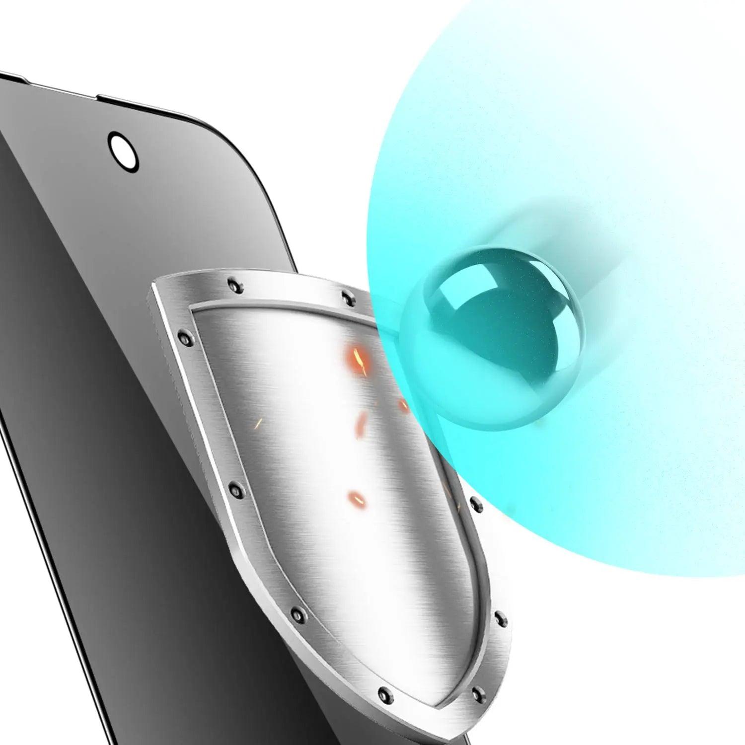 واقي شاشة زجاجي كامل من ستيف 9H باللون الأخضر لهاتف iPhone 14 Pro (6.1) - أسود