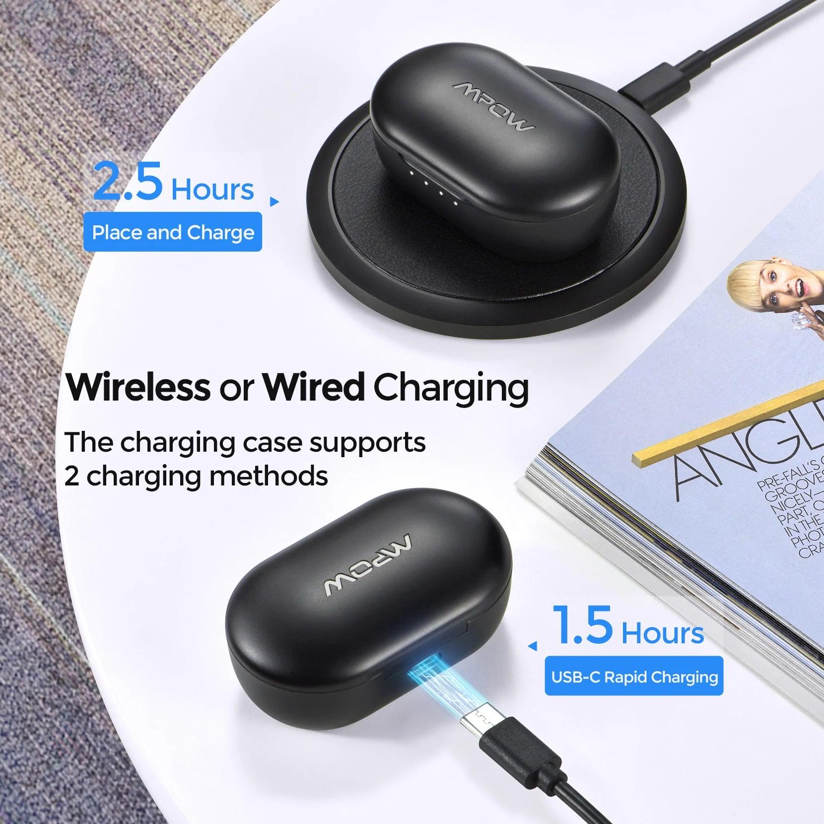 سماعات أذن لاسلكية MPOW MX1، باللون الأسود