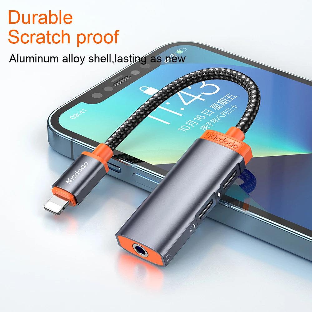 Mcdodo Lightning to 3.5mm Audio & OTG Charging Adapter - Black