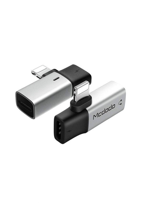 Mcdodo 2 in 1 Lightning to Dual Lightning Audio Adapter - Silver