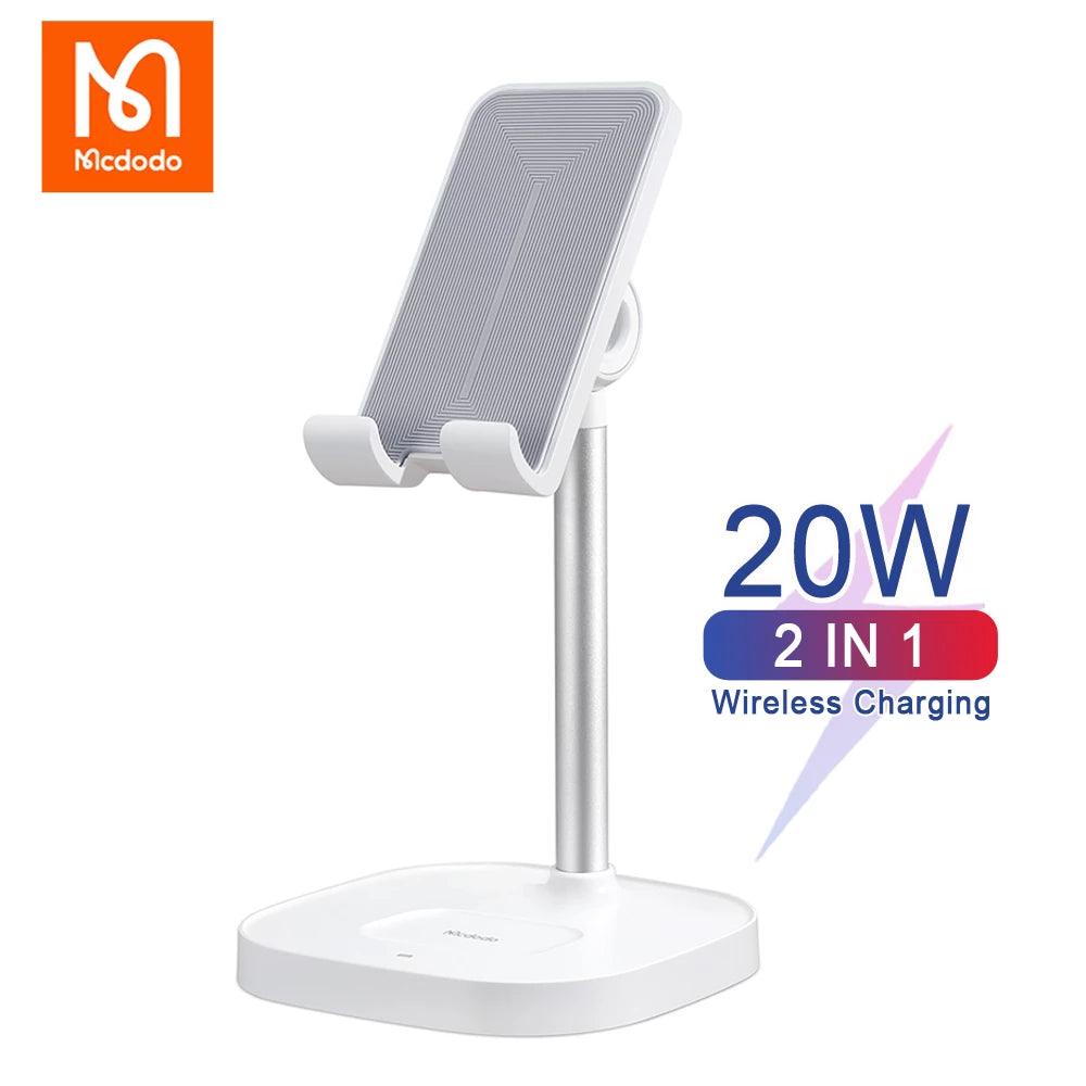 Mcdodo 2 in 1 Wireless Charger & Desktop Stand 20W Fast Charge - White