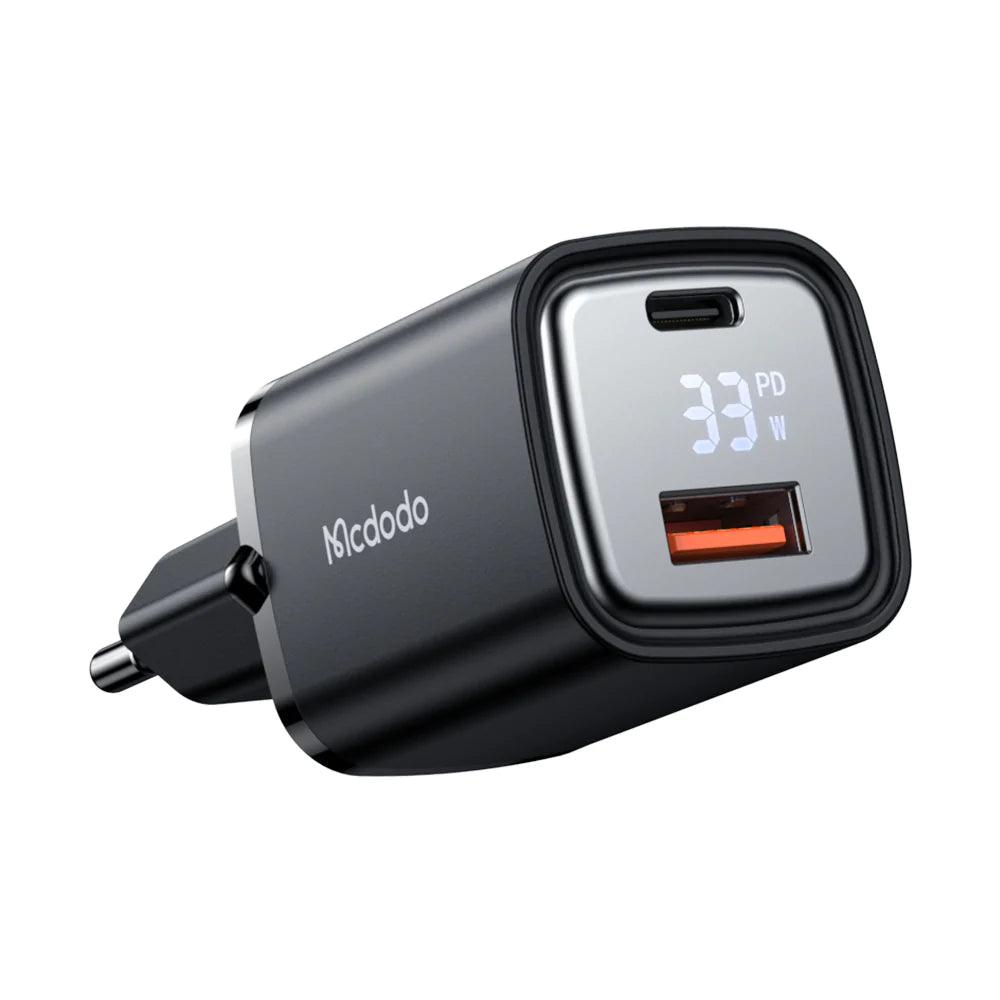 Mcdodo 33W PD & QC Dual Port Fast Charger and Digital Display - Black