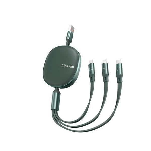 Mcdodo 3 in 1 Retractable 66W Fast Charging Cable 1.2m - Green