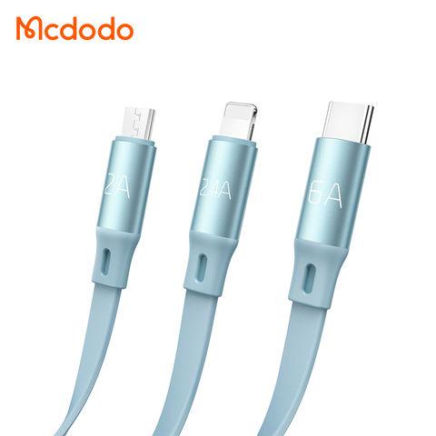 Mcdodo 3 in 1 Retractable Nylon USB Cable 1.2M for iPhone & Micro & Type C - Green