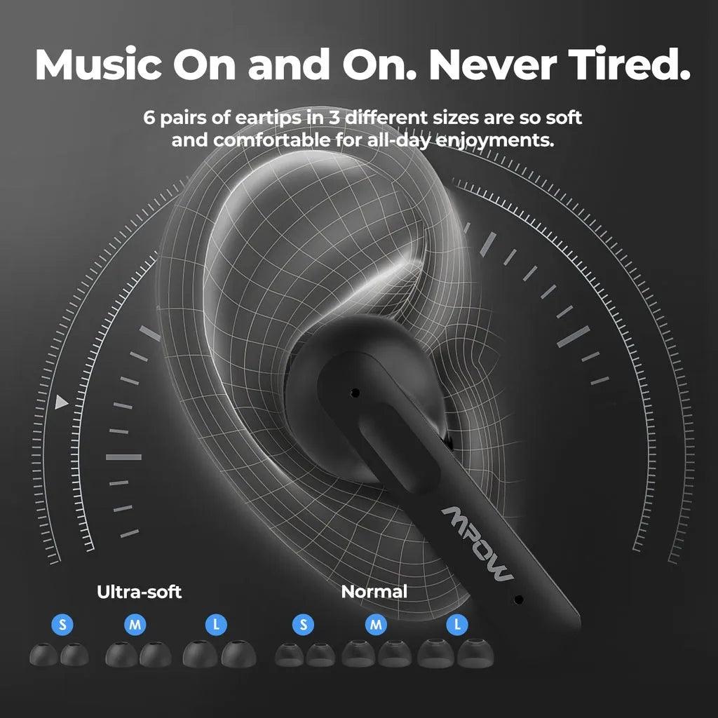 سماعات أذن MPOW X3 ANC TWS باللون الأسود