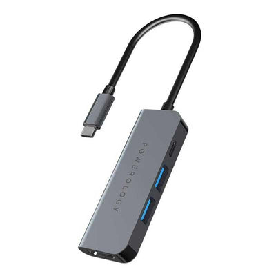 Powerology 4 in 1 USB-C Hub with HDMI & USB 3.0 - Gray