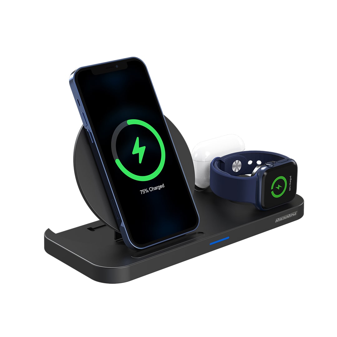 RockRose Airwave Max 15W Wireless Charger Sleek & Versatile - Black