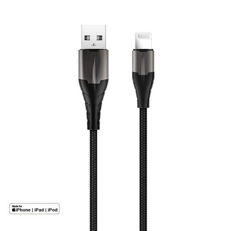 Rock Rose Cable Lightning USB Knight 2.4A Fast Charge - Black